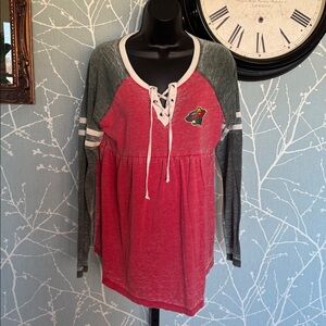 Minnesota Wild Maternity Lace-Up Tee Medium Red Green Game Day Top